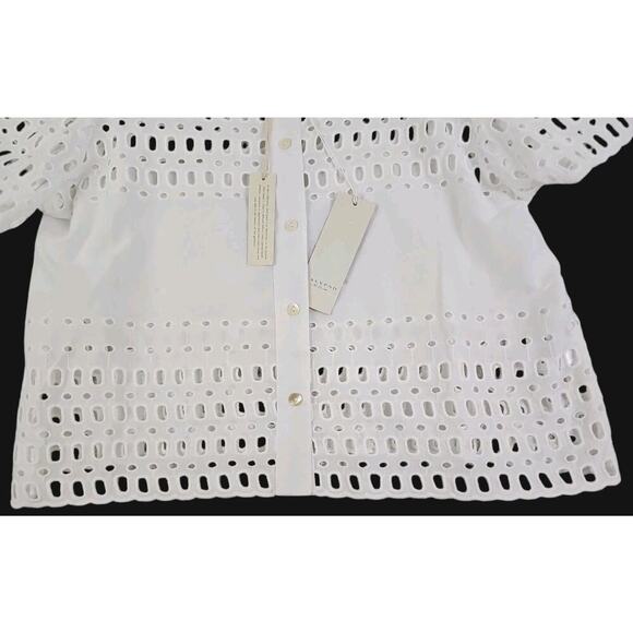 Calypso~Woman Size S~White 100 % Cotton Button-Up Shirt Blouse Shirt Sleeve NWT. - Picture 5 of 16